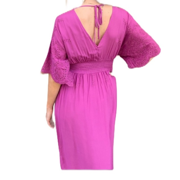UMGEE Orchid Smocked Maxi Dress With Eyelet Detail M - Picture 9 of 10